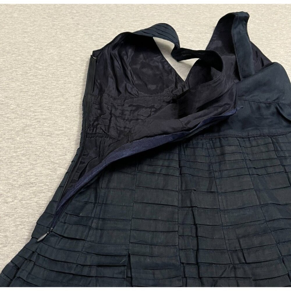 Solitaire LA Dress Womans Small Sleeveless Pleated Navy Blue Fit Flare Lined - Picture 10 of 16